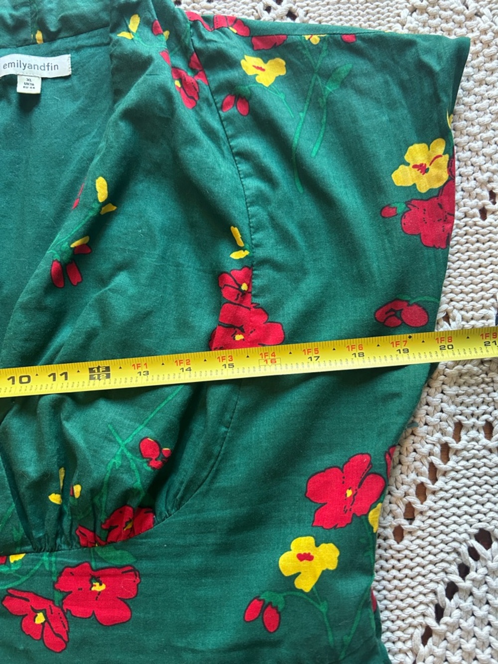 ModCloth Emily and Fin Green Floral Dress sz 12 UK16 - Picture 7 of 10